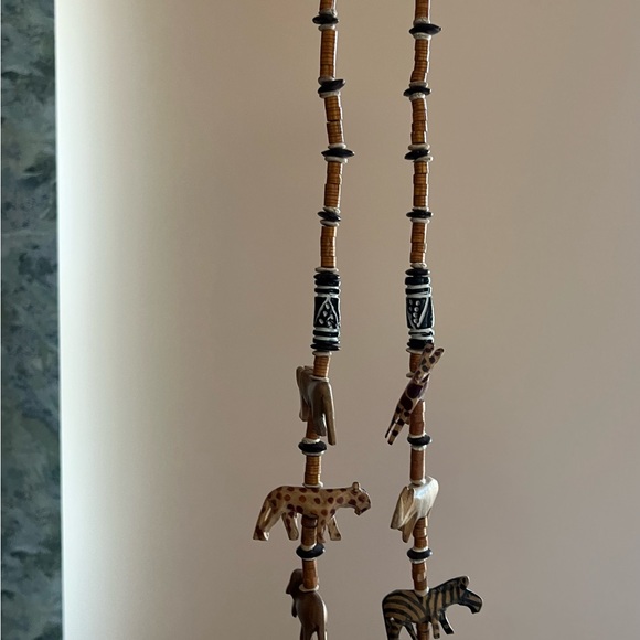 vintage hand carved wooden animal safari necklace from South Africa NWOT - Picture 2 of 4